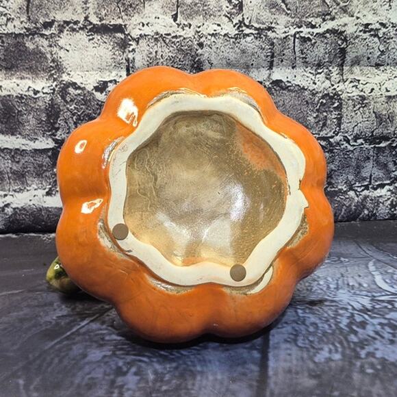 Vintage Pumpkin Gourd Double Pitcher Thanksgiving Fall Majolica Style - Picture 3 of 8